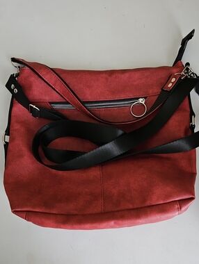 Everyday Red Shoulder Bag with Black Strap